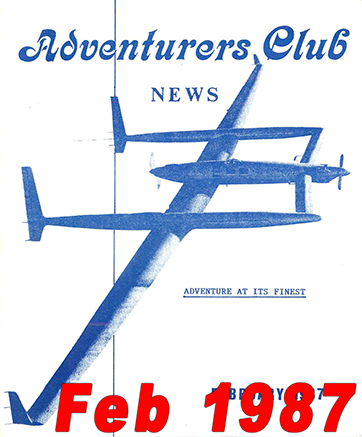 February 1987 Adventurers Club News Cover